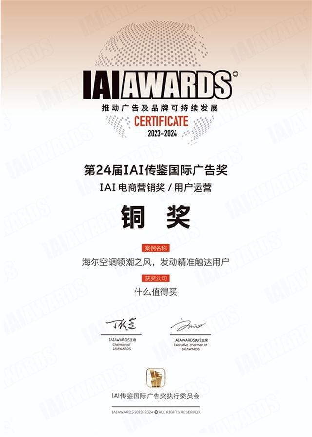 海尔空调与什么值得买合作案例斩获IAI传鉴国际广告奖树立电商营销新典范(图2)