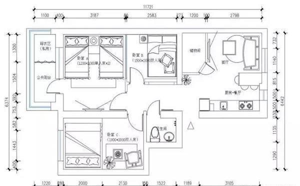 一家5口挤住68㎡小户型设计师硬改成3室1厅没想到还很宽敞！(图1)